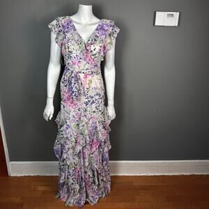 Lauren Ralph Lauren Maxi Dress Size 0 Ruffle Floral Cottagecore Feminine NWT